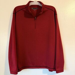 Mens Pebble Beach Performance 1/4 Zip Golf Pullover Dark Red Size Large